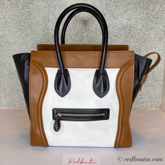Celine Handbags - 🎈SOLD Tricolor Mini Luggage Tote Brown Black